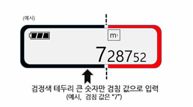 검정색 테두리 큰 숫자만 검침 값으로 입력 (예시, 검침값은 7)